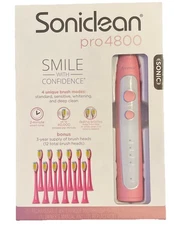 Soniclean Pro 4800 Rechargeable Electric Toothbrush 12 Brush Heads/pink SEALED