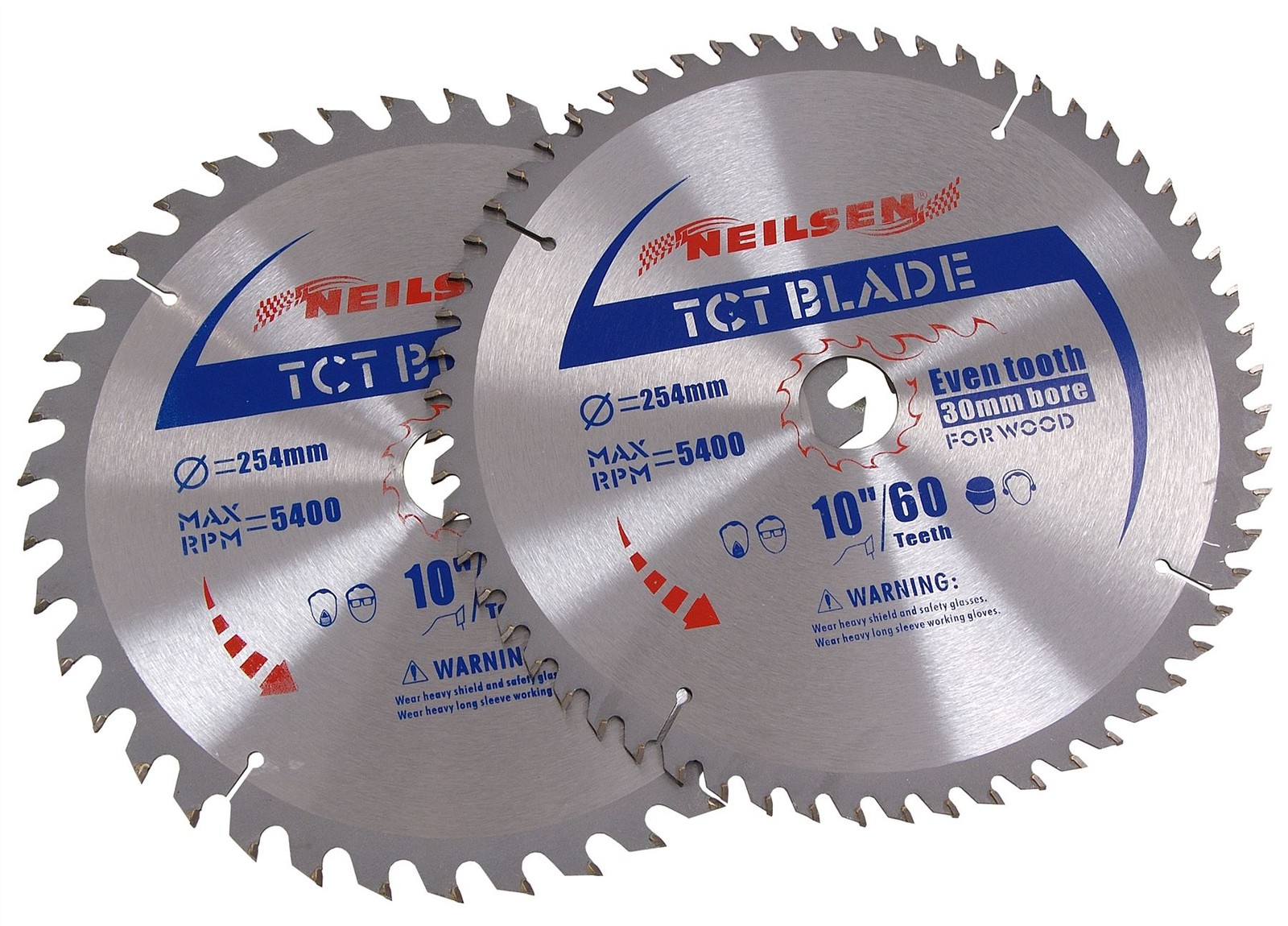Pack Of 2 - 10"" Tct Blade / 254 mm Saw Cutting Discs / 40 & 60 Teeth 30mm Bore