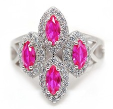 2CT Treated Ruby  Topaz 925 Solid Sterling Silver Ring Jewelry Sz 6