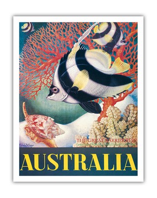 Australia - Great Barrier Reef - Vintage Travel Poster by Eileen Mayo c.1956