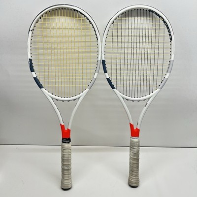 2 BABOLAT PURE STRIKE TENNIS RACQUETS 98 Sq In 4 3/8 Grip racket Needs Repair
