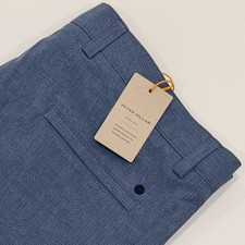 Peter Millar Size 34 Crown Sport 115 Shackleford Geometric Blue Mens Shorts