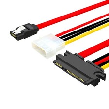 SATA Hard Drive Data Power Combination Cable - 7 15-pin 22-pin Adapter to Molex