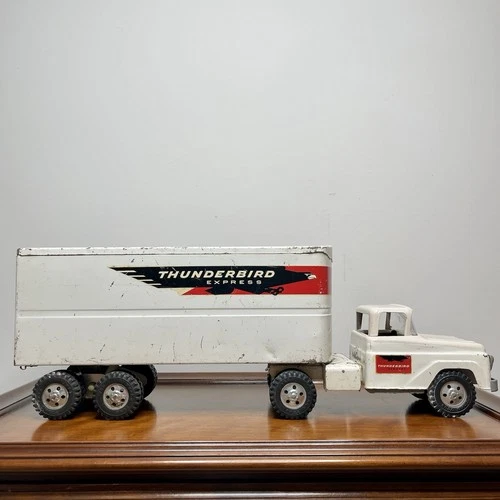 Vintage 1950s Tonka Thunderbird Express Semi Trailer Truck Pressed Steel Toy