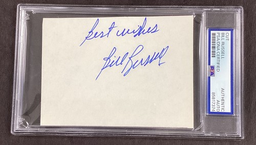 Bill Russell Signed Index Card Cut NBA Basketball HOF Auto Celtics PSA/DNA #2
