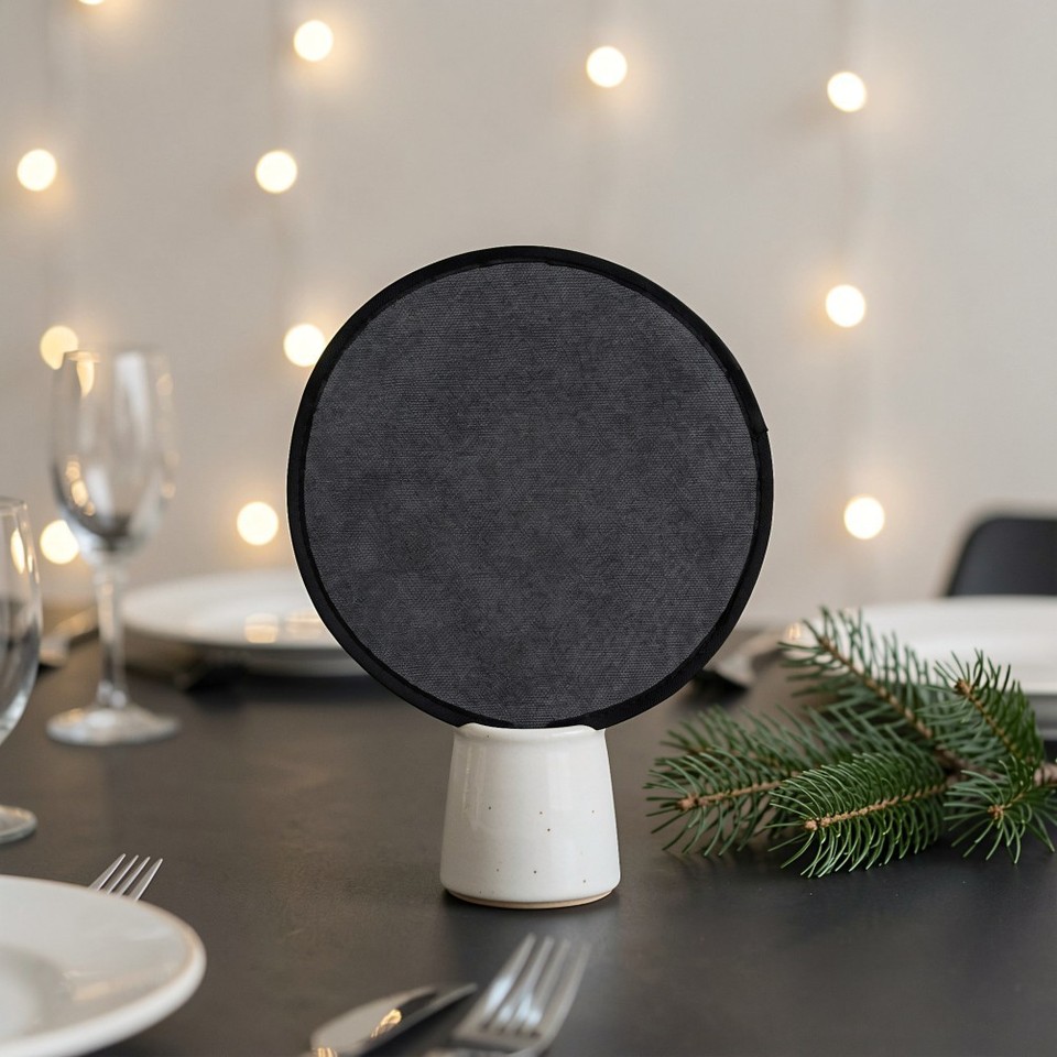 8pcs Blank Round Foldable Craft Fan, Portable Fan, Black, 9.8