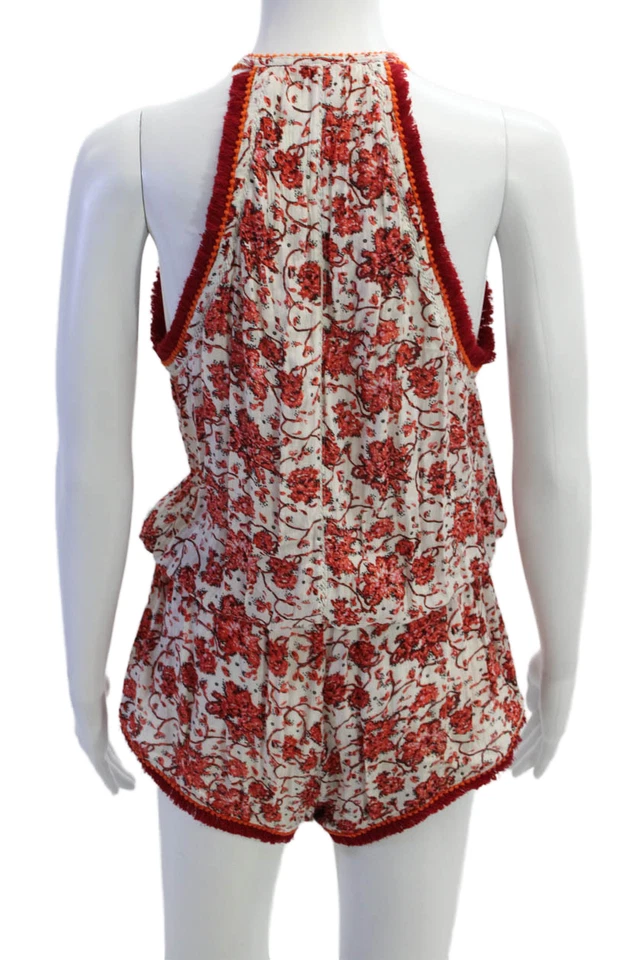 Poupette St. Barth Womens Floral Romper White Size M - Image 3 of 4