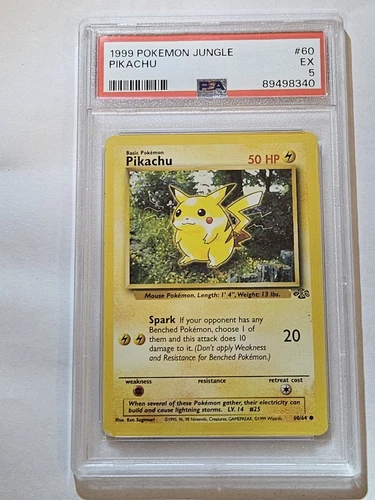 Pikachu 60/64 Jungle-Unlimited Edition Regular Graded Pokemon Card Vintage PSA 5