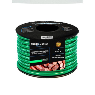 6 AWG Single Conductor  Marine Grade Wire Tinned Copper-OFC - 50 feet - Green
