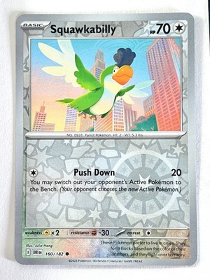 Squawkabilly 160/182 Reverse Holo Destined Rivals Pokemon - Pack Fresh Near Mint