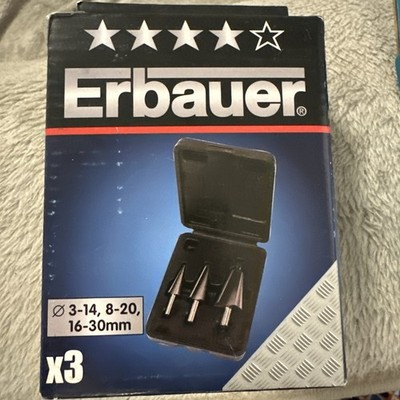 ERBAUER KEGELBOHRER-SET 3-14, 8-20, 16-30 MM 3-TEILIGES SET Brandneu Kostenloser Versand