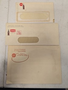Lot Of 3 Vintage Coca Cola Advertising Envelopes