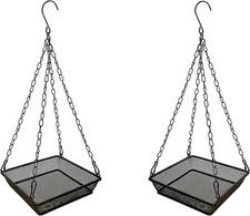 2 Pack Hanging Bird Feeder Tray Platform Metal Mesh Seed Tray for Bird Feeding O