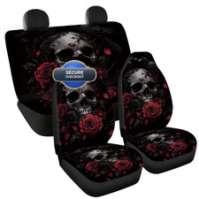Tomeusey Skull Red Rose Print Car Seat Covers Full Set For Women 4 Pcs Seat Tomeusey Skull Red Rose Print Car Seat Covers Full Set For Women 4 Pcs Seat