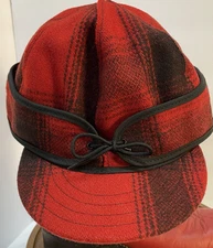Stormy Kromer Original Cap Hat 7 3/8-inch Red Black Buffalo Plaid Classic USA