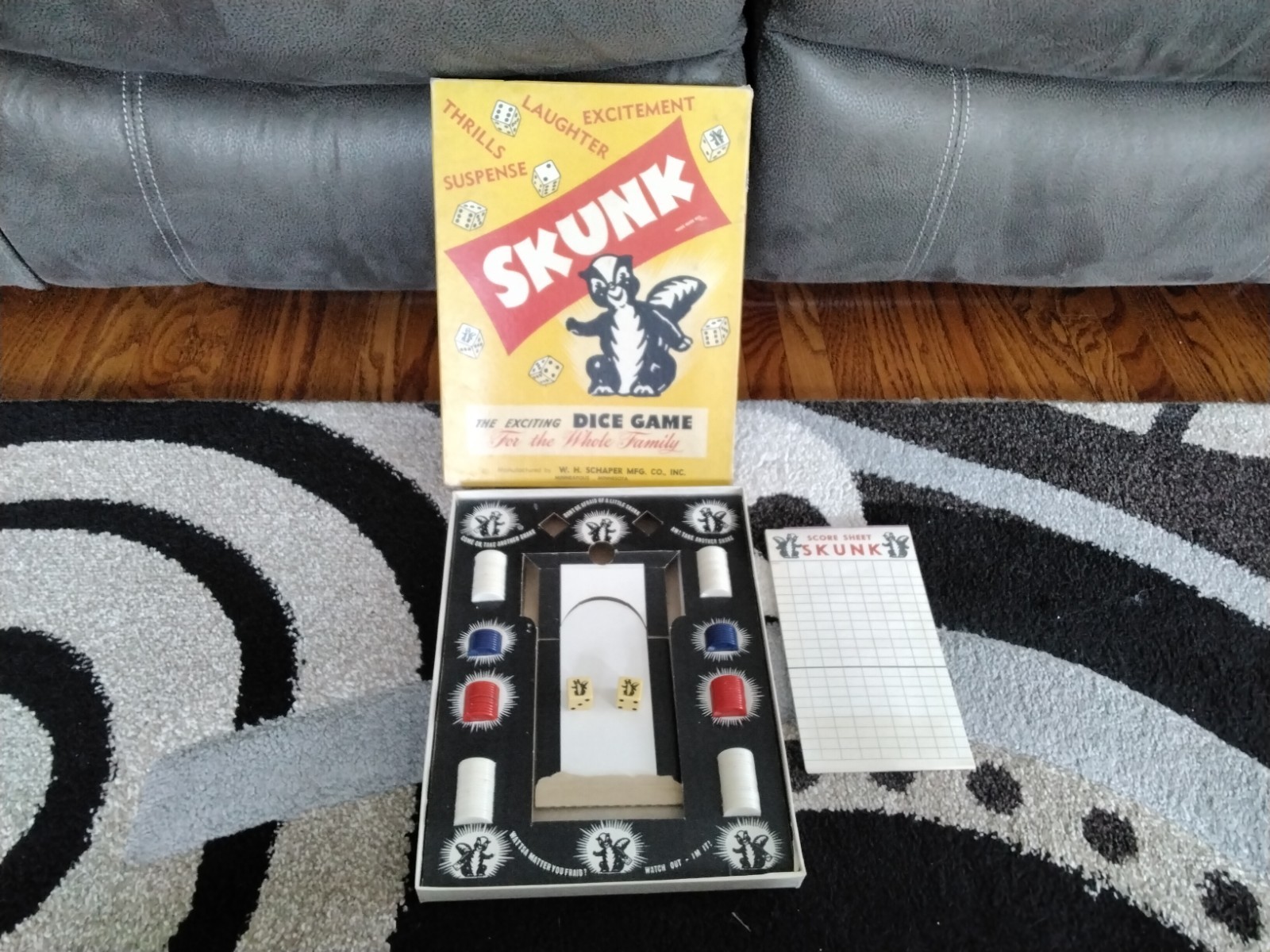 Vintage 1953 SKUNK dice game box by W.H. Schaper.