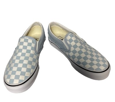 VANS Classic Slip-On Sneaker Shoe-Crystal Blue & White-Women 8.5 (Men 7)-NEW