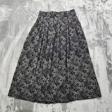 Vintage Briggs New York Skirt Womens 14 Multicolor Paisley Pleated Pull On Midi