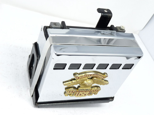 GENUINE HARLEY DAVIDSON 98-03 XL SPORTSTER BATTERY CARRIER + CHROME COVERS NICE!