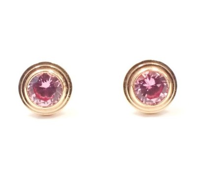 Cartier d'Amour Pink Sapphire 18k Rose Gold Stud Earrings w/Case