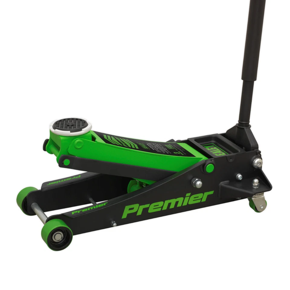 Sealey 3040AG Workshop Trolley Jack 3 Tonne Rocket Lift Green PU Wheels - Image 4 of 4