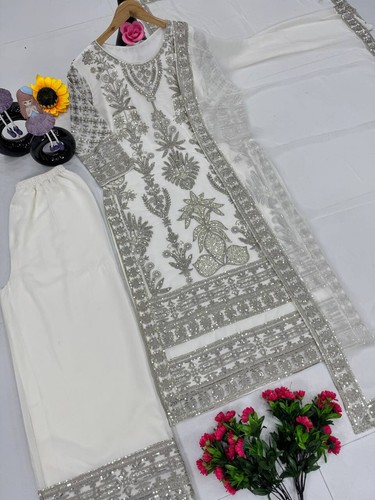 Launching New Faux Georgette Palazzo Suit With Dupatta For Reception - Picture 5 of 12