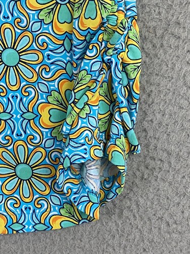 IBKUL Icefil Green Blue Abstract Floral Long Slv 1/4 Zip Golf Shirt Sz M 50+ EXC - Picture 7 of 19