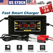 12V 6A Auto Fast Smart Lead-acid GEL Battery Charger For Car Motorcycle LCD