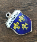 Vintage WIESBADEN Blue Enamel REU 800 Silver Shield Bracelet Charm — photo 3