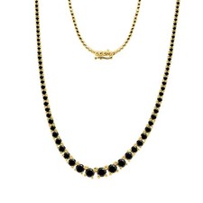 5.00ct Natural Black Diamond Tennis Necklace 18" Inch 14K Yellow gold
