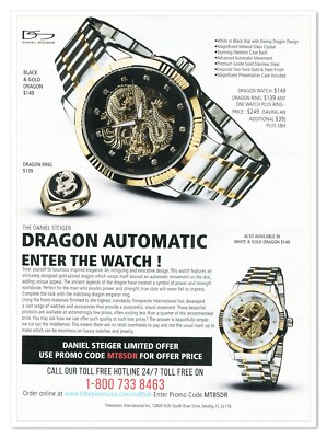 Print Ad Daniel Steiger Dragon Automatic Watch 2018 Magazine Advertisement