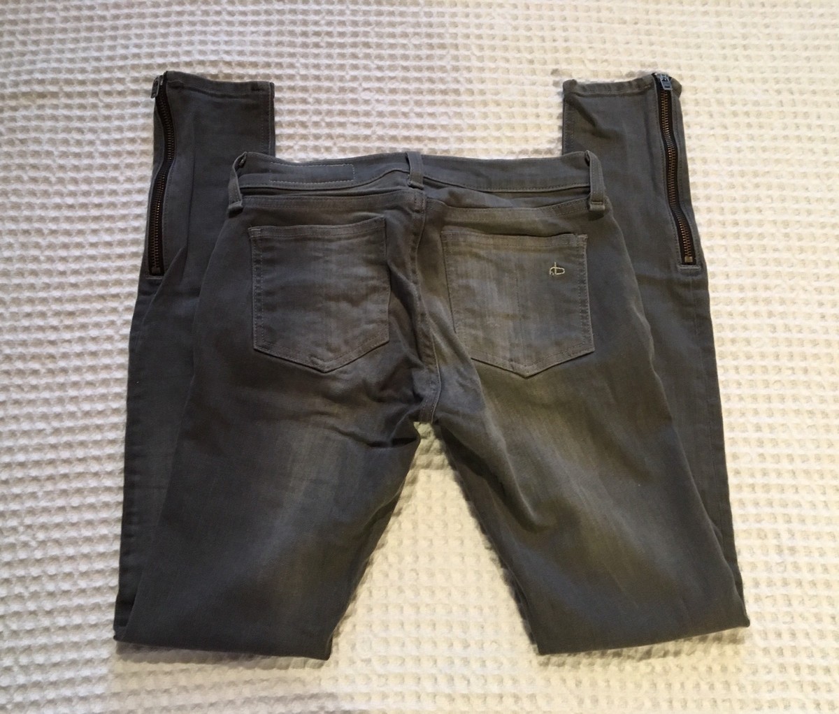 RAG + BONE Rag & Bone Moto Skinny Ankle Zip Jeans $195 Buxton Grey