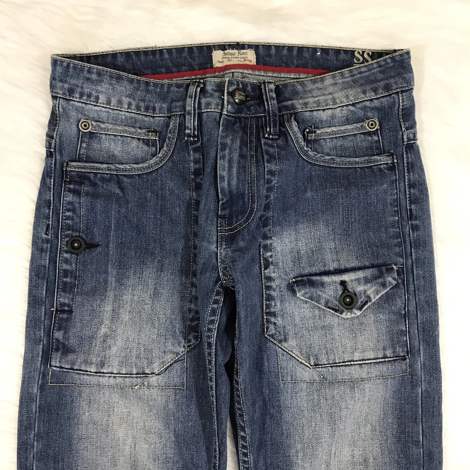 Jeans antiguos Rivet para hombre de pierna recta Azul talla 30 X 32 Foto 3 de 4