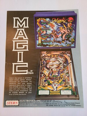 Vintage Original 1979 Stern ''MAGIC'' Pinball Machine Flyer Marketing Brochure  