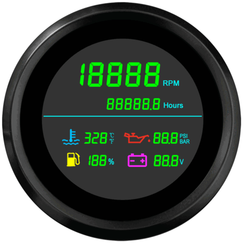 85mm 6 In 1 Gauge Tachometer/Hour/Water Temp/Oil Pressure/Fuel/Voltmeter Gauge - Picture 2 of 5