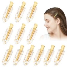 12PCS No Bend Hair Clips, Gold Glitter No Crease Hair Clips for Type-10