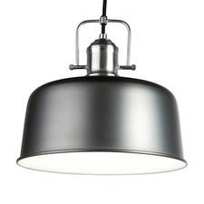 Ceiling Light Bodmin Large Industrial Dome Pendant Gun Metal Pewter Adjustable