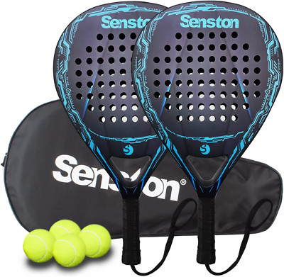 Paddle Tennis Racket Carbon Fiber Surface with Carry Bag and Balls