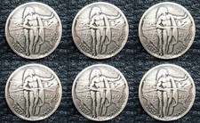 Set of 6 WESTERN TACK OREGON MEMORIAL INDIAN REPRODUCTION COIN CONCHOS 1-1/4"