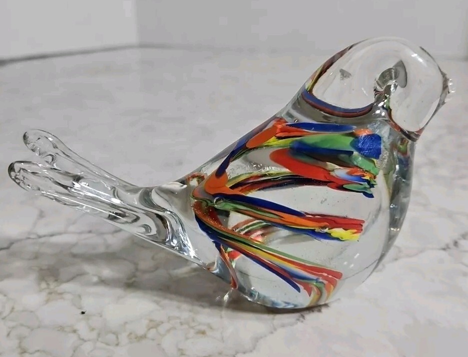 Murano Art Glass Bird Figurine Hand Made in Italy. NEW