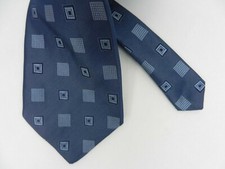 Daniel Craig Mens Neck Tie Blue With White Geometric Squares Italian Silk