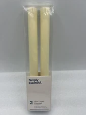 Simply Essential Set of 2 LED Taper Candles Battery Operated Beige NEW
