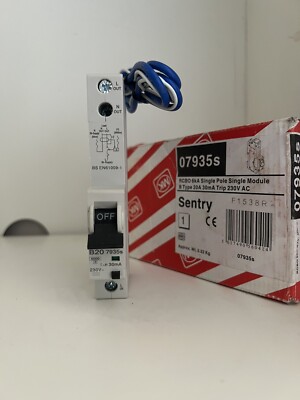 07935s MK RCBO 6kA einpoliges Einzelmodul B Typ 20A 30mA Auslösung 230V AC