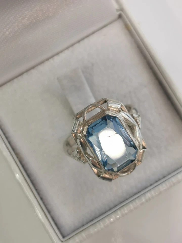 Anello 800 Argento Con Topazio Blu 3,7 Grammi Di Misura 54 - Immagine 4 di 4