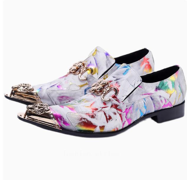 SAOLA Scarpe da sposa Oxford da uomo in metallo a punta metallo decorazione metallo slip on oversize