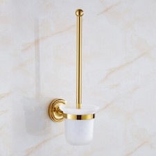 Luxury Gold Brass Toilet Brush Holder For Bathroom Accessories Set Bath Products