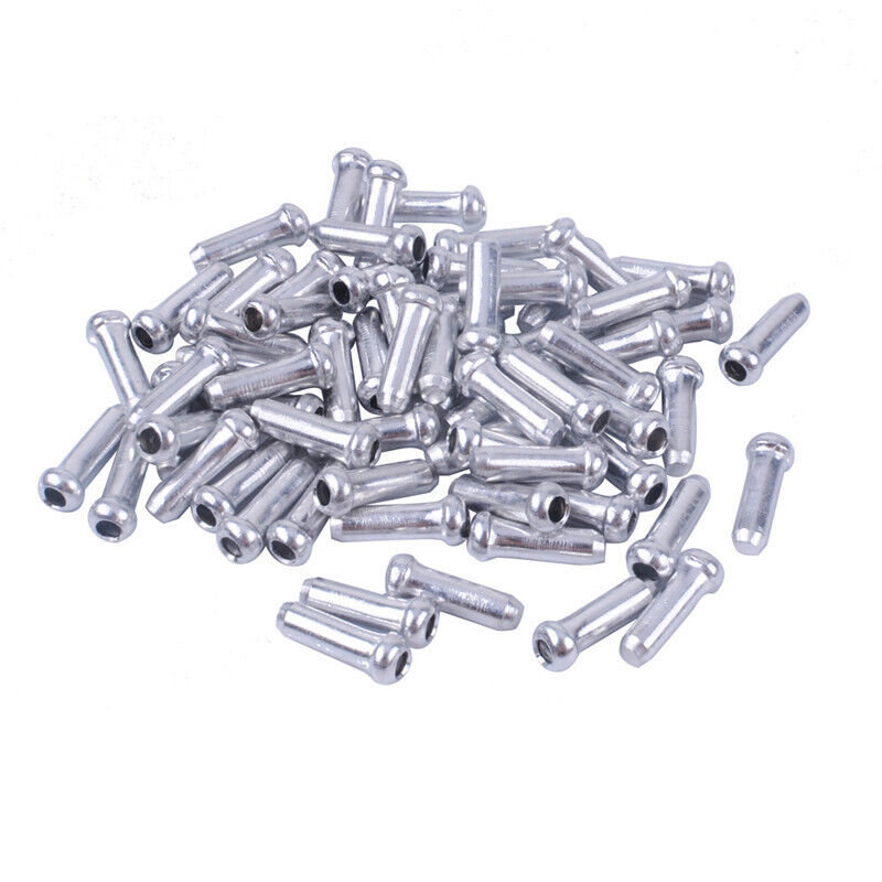 100 Bike Cable End Cap Silver Brake Shifter Wire Crimp Mountain Bicycle Aluminum