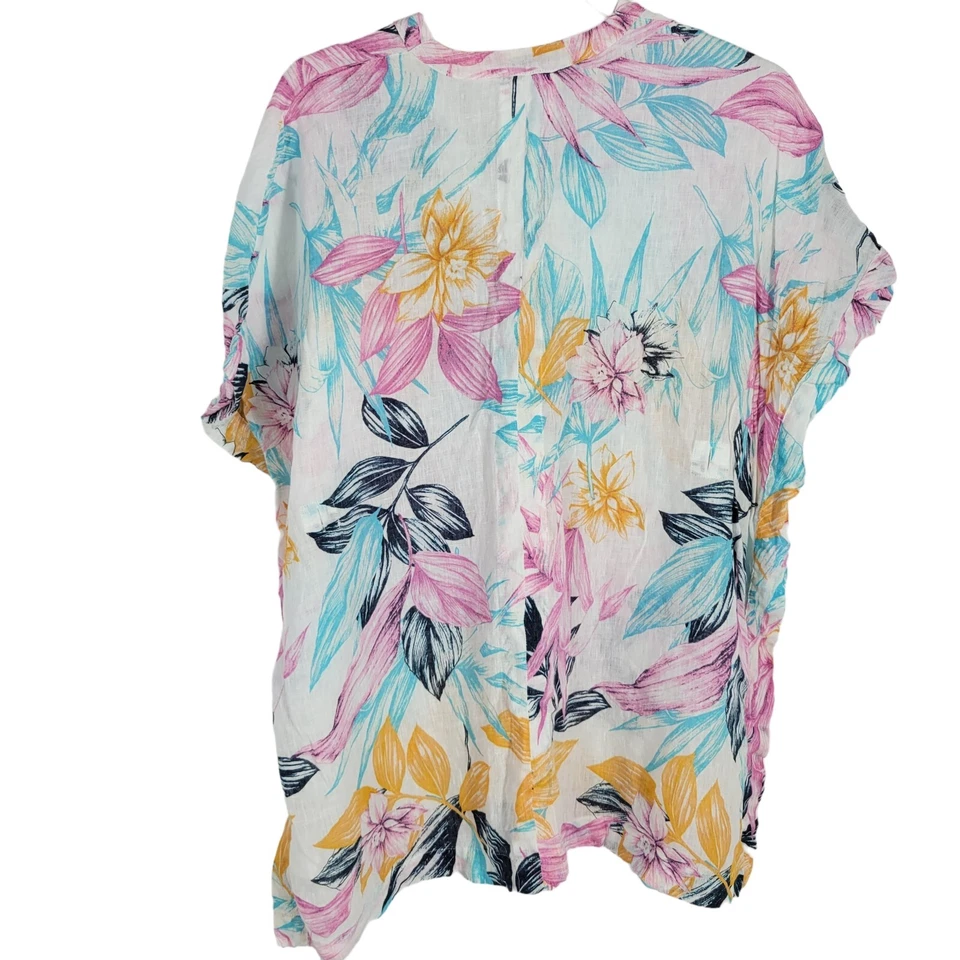 C&C California Mujer Pequeño Natación Cubre Resort Floral Tropical 100% Lino Foto 4 de 4