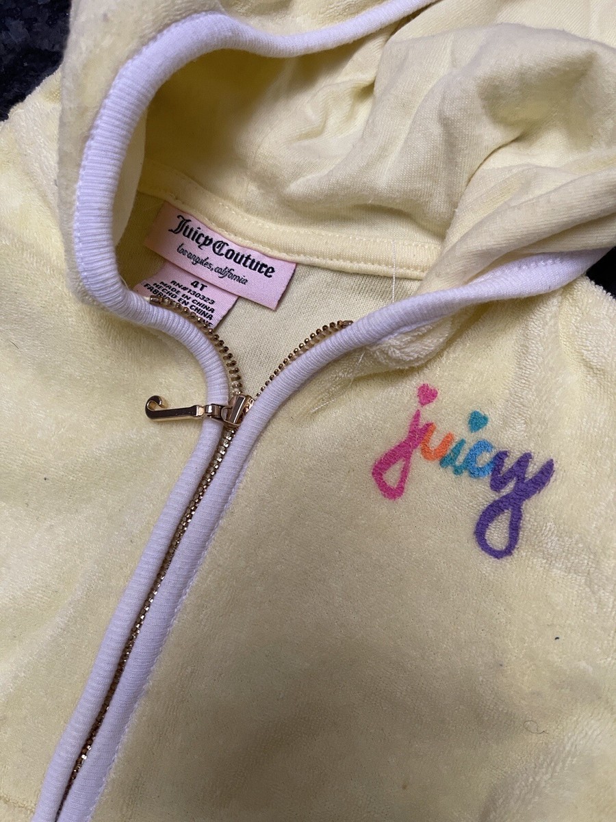 NWT Juicy Couture Yellow Terry Rainbow Hoodie Shorts Outfit