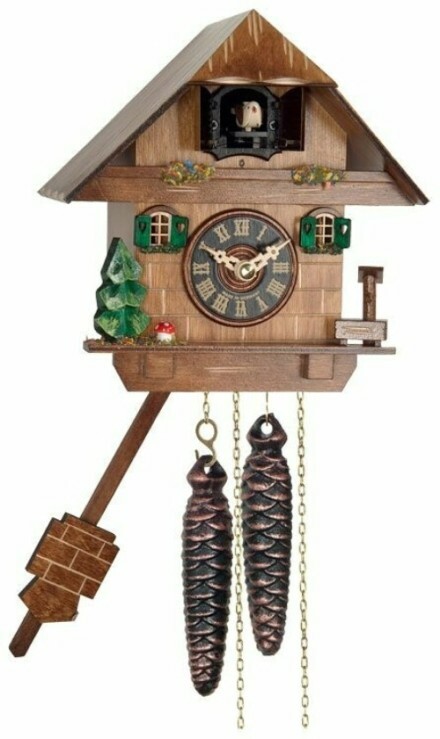 NEW Engstler Chalet Style 1-Day Cuckoo Clock w/Tree, Mushroom, Water Pump 38-06